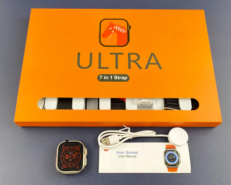 Ultra 7 IN 1 SmartWatch 2.1 Inch Full HD Screen Series 8 Wireless Charging 7 Straps Waterproof