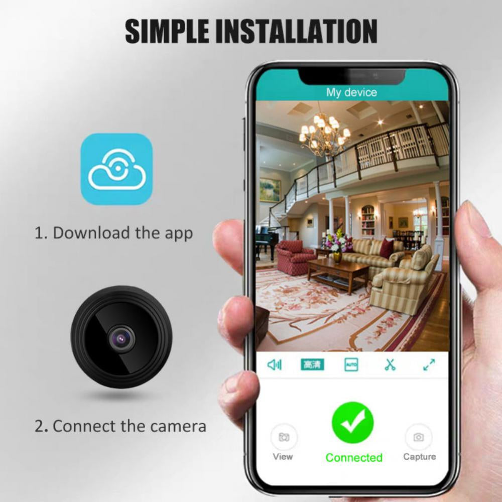 7th Market A9 Mini Wireless HD WiFi Security Camera with Stand and V38 App