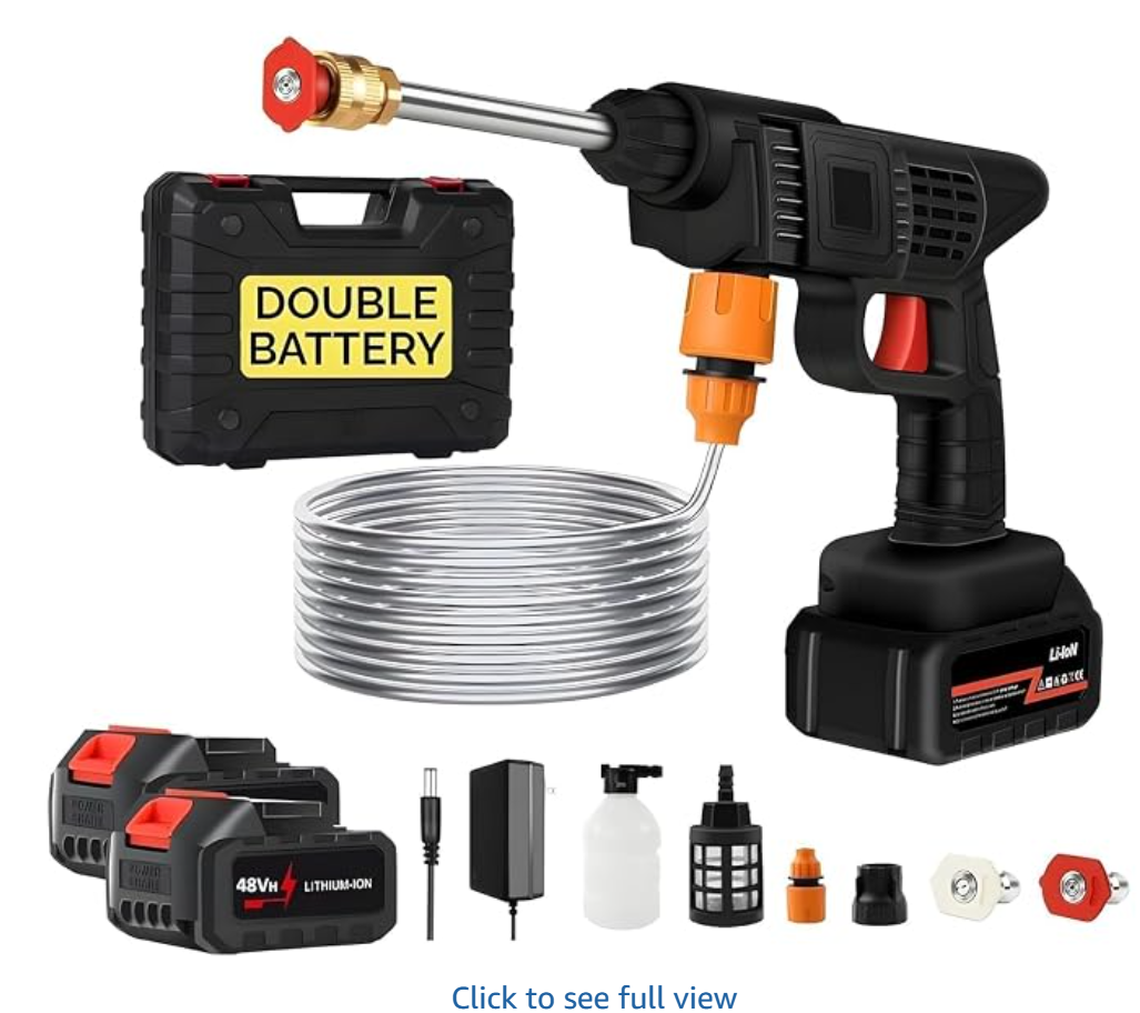 48V Cordless High Pressure Washer Gun for Car, Bike, Solar & Home