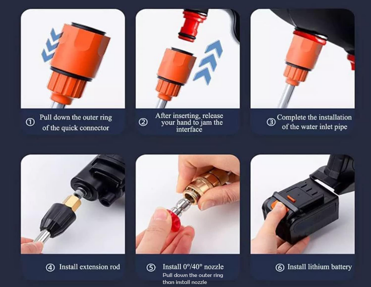48V Cordless High Pressure Washer Gun for Car, Bike, Solar & Home