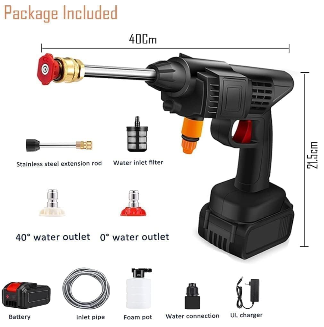 48V Cordless High Pressure Washer Gun for Car, Bike, Solar & Home