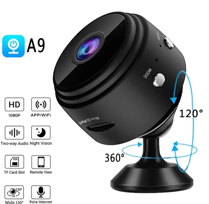 7th Market A9 Mini Wireless HD WiFi Security Camera with Stand and V38 App