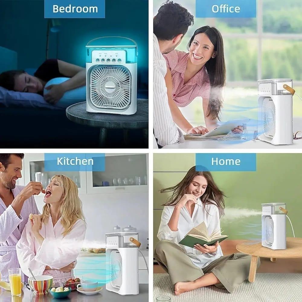 Portable Mini Air Cooler Humidifier Fan White ABS