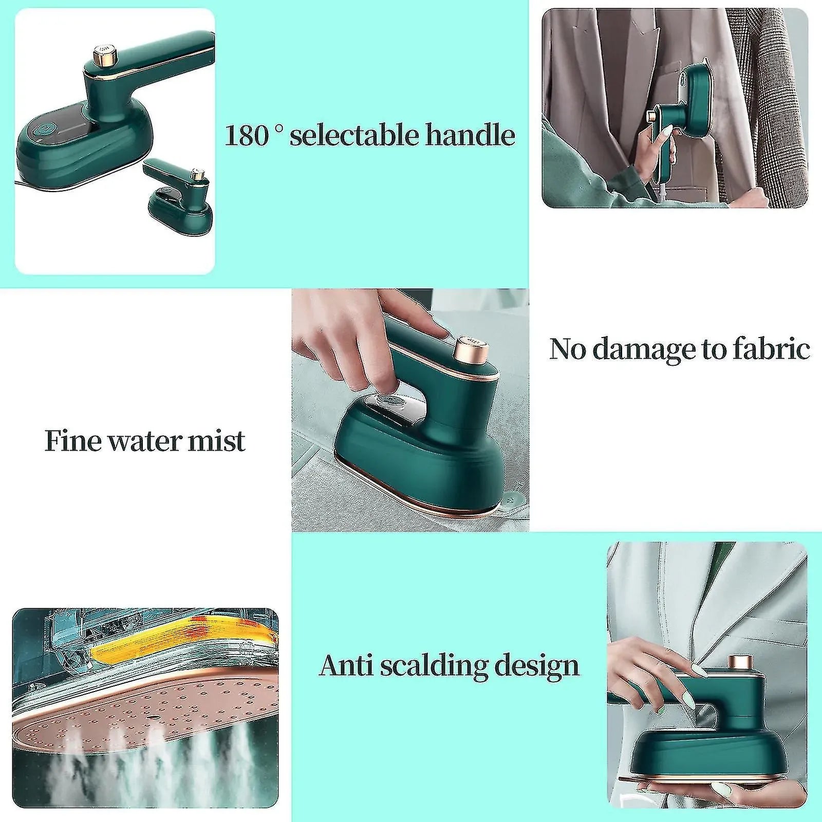 Mini Travel Ironing Machine, 180Rotatable Handheld Garment For Clothes, Iron Garment, Folding Handle Thermostat For Clothes