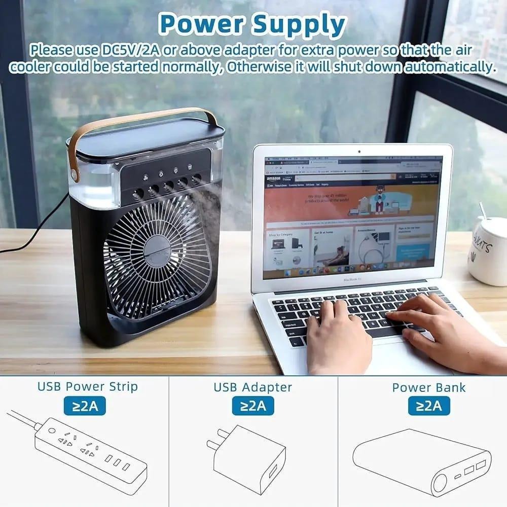 Portable Mini Air Cooler Humidifier Fan White ABS